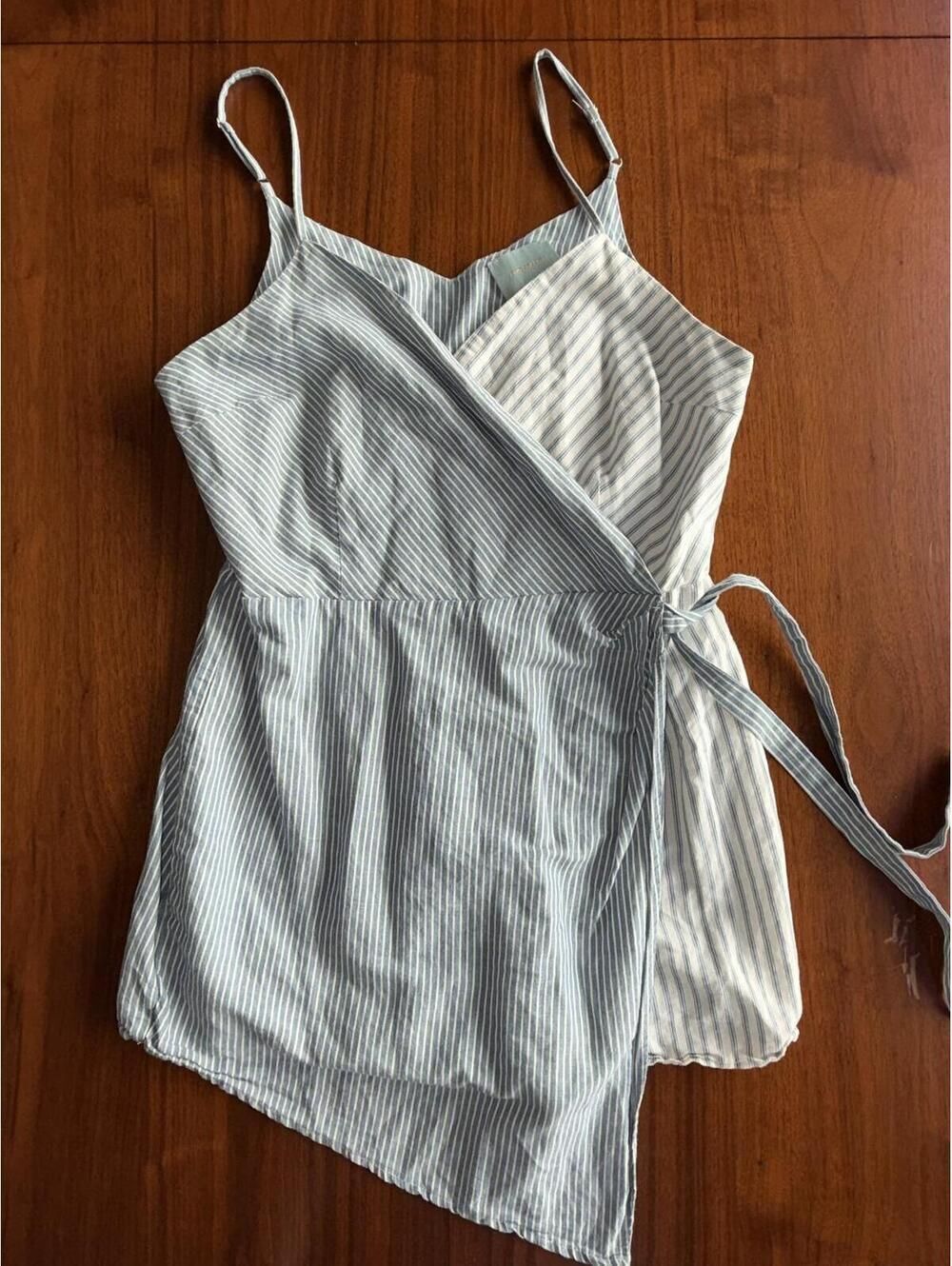 Anthropologie Women's Blue Striped Romper - Size L